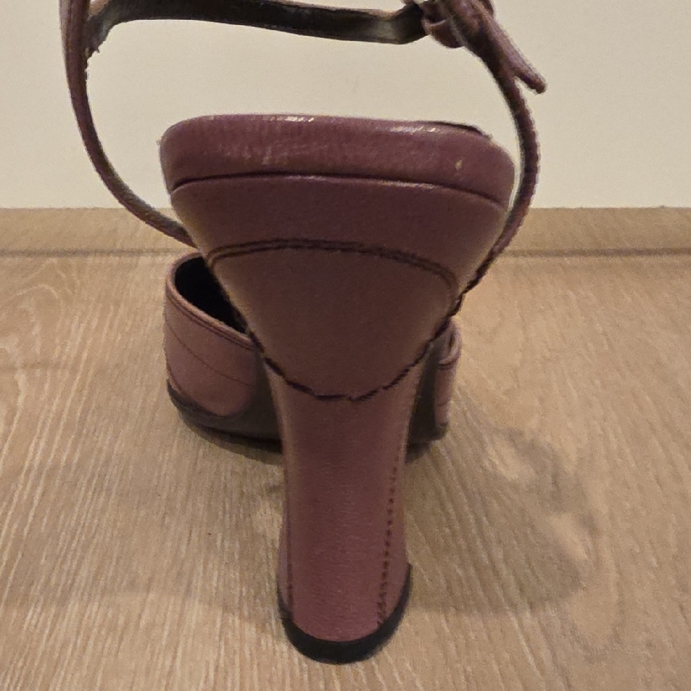 Prada Capretto Fume Petalo Decorative Stitch Mary Jane Pump Chunky Flair Heel - Picture 10 of 12